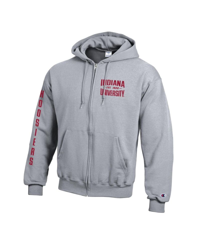 Men's Gray Indiana Hoosiers Varsity Powerblend Full-Zip Fleece Hoodie