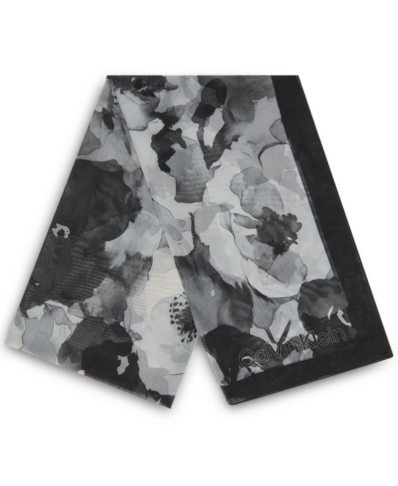 Women's Tonal Floral Chiffon Scarf