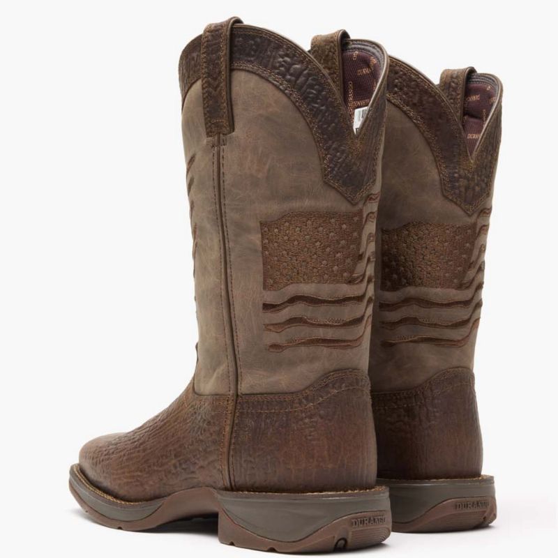 Men's Rebel by Brown Distressed Flag Embroidery Western Boot