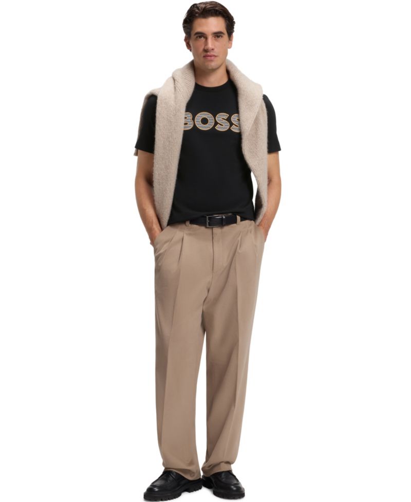 BOSS by Men's Thompson Cotton-Jersey Crew-Neck Logo T-Shirt