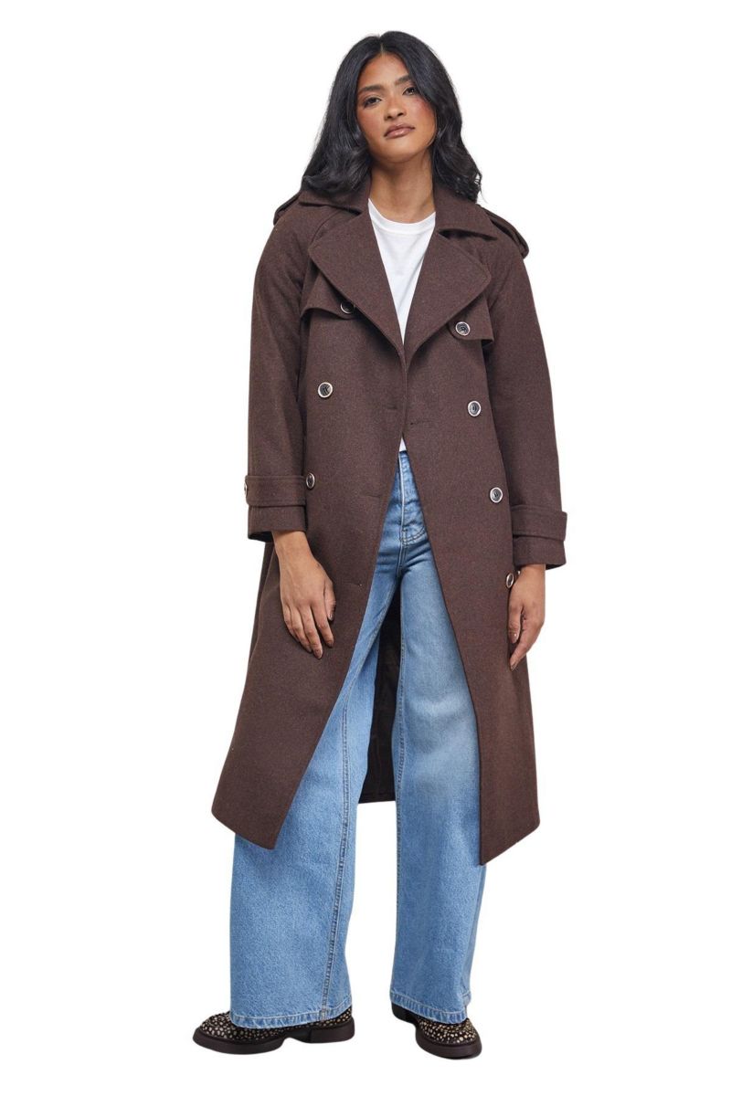 Women's Wool Mix Belted Trench Coat
