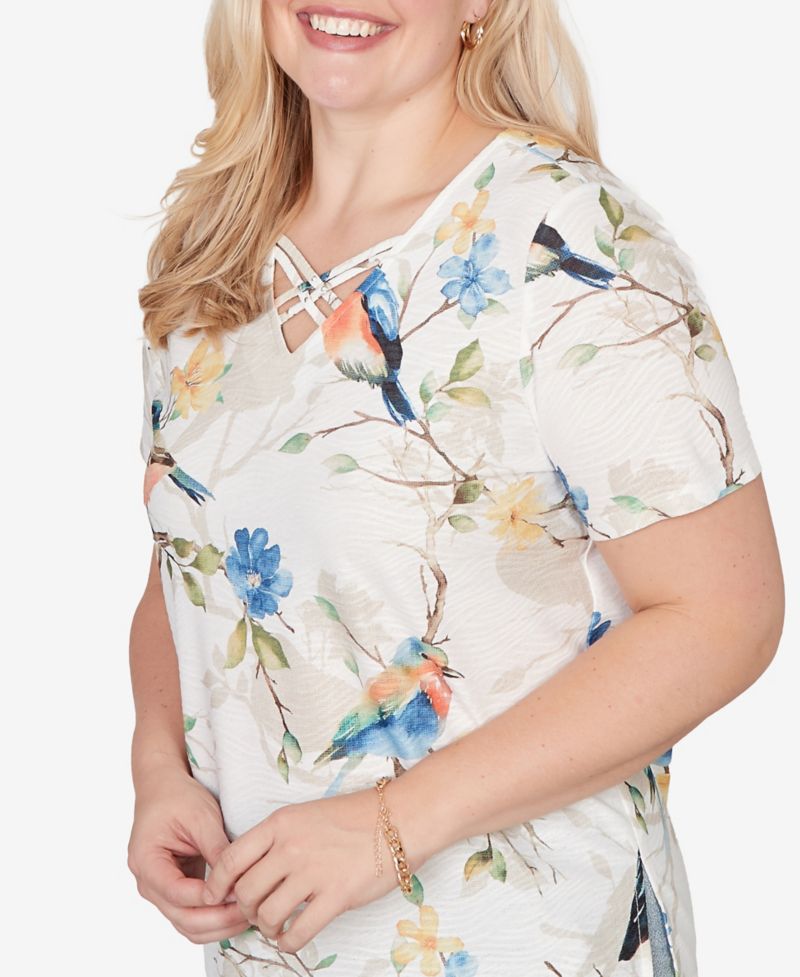 Women's Out of the Blue Chickadees Embellished V-Neck Top