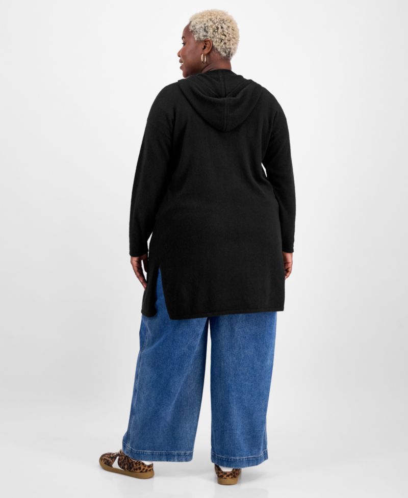 Petite's 100% Cashmere Open-Front Hoodie