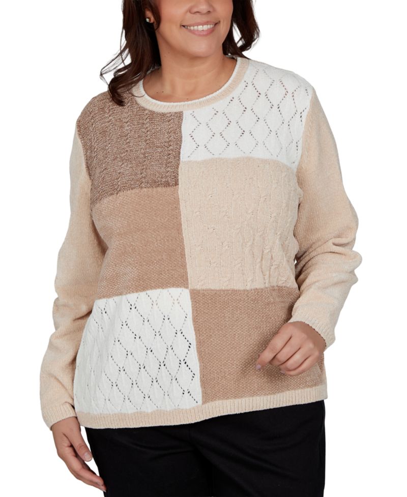 Plus Size Colorblock Textured-Chenille Sweater