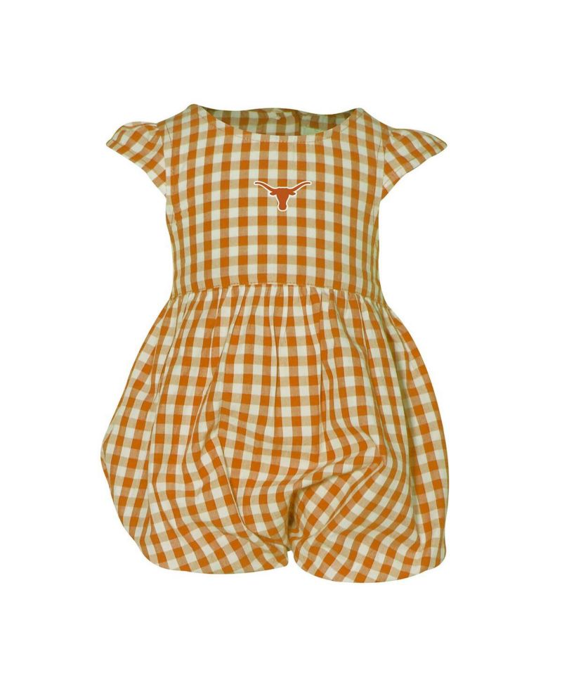 Baby Boys and Girls Burnt Orange Texas Longhorns Cara Gingham Ruffled Bodysuit