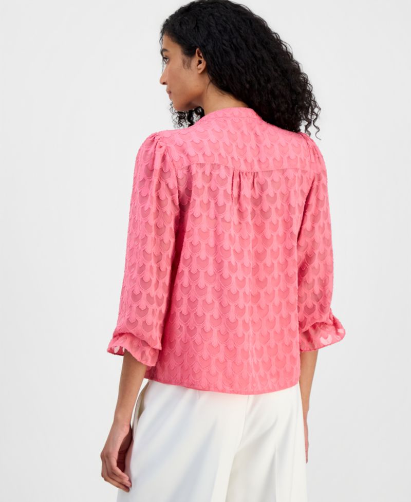 Women's Textured Tie-Neck Top