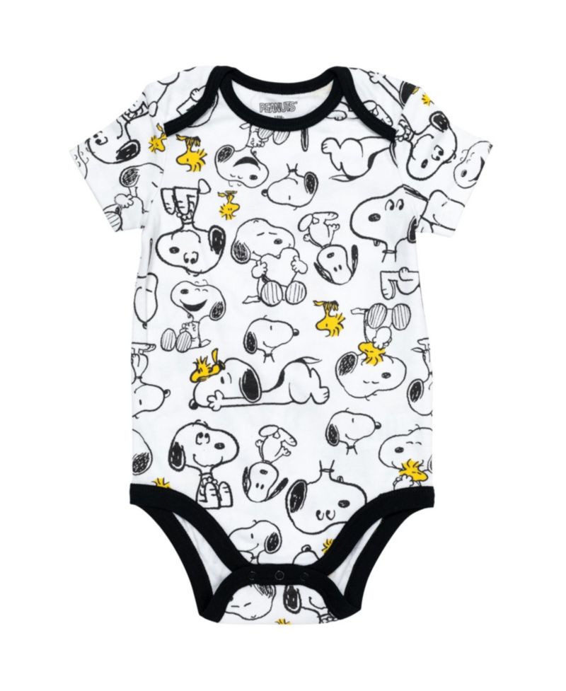 Snoopy Charlie Brown Boys 5 Pack Bodysuits Multi Infant