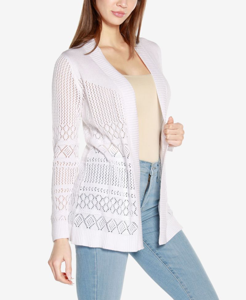 Plus Size Pointelle Open Cardigan Sweater