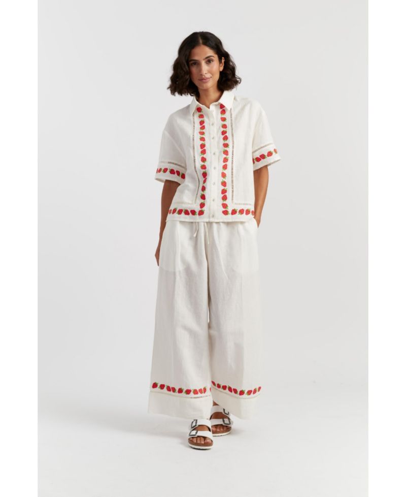 Women's Chinti and Parker Linen-Blend Strawberry Trousers