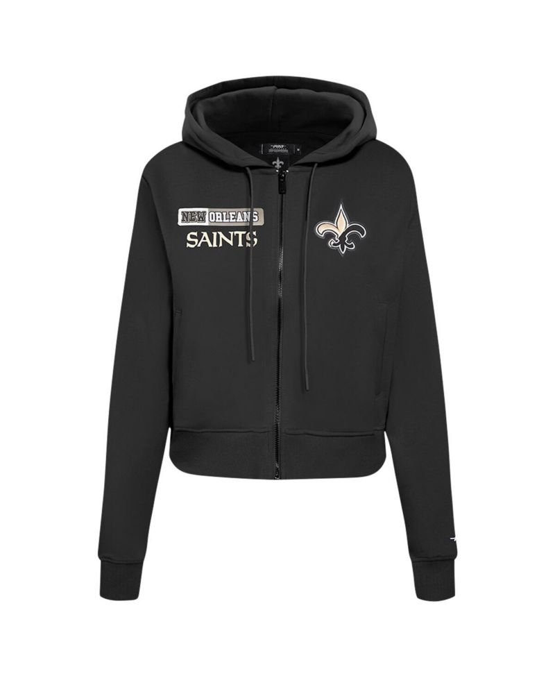 Women's Black New Orleans Saints Split Logo Full-Zip Hoodie
