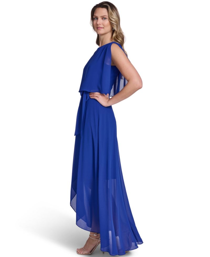Women's Boat Neck High-Low Maxi Dress