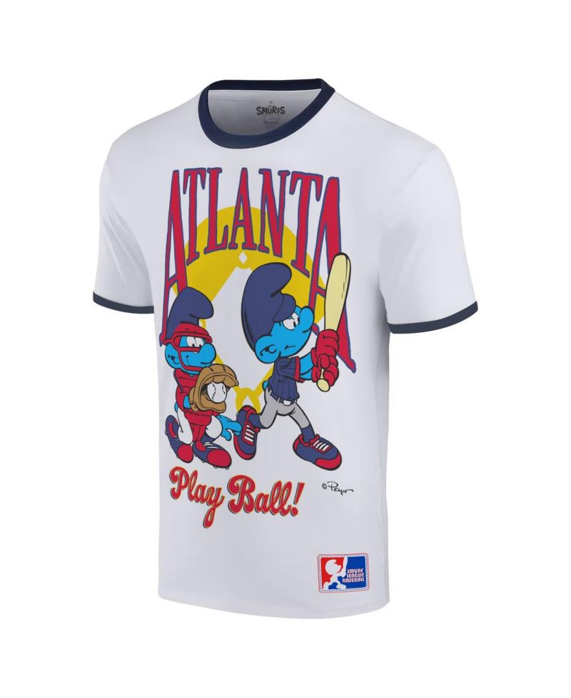 Men's White the Smurfs Atlanta Baseball Ringer T-Shirt