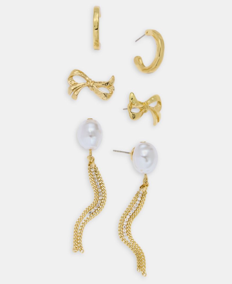 3-Pc. Set Pav&eacute; & Imitation Pearl Earrings