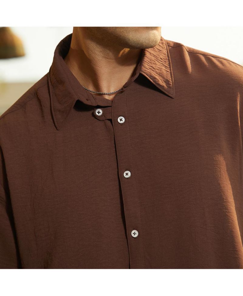 Men's Chocolate Brown Breezy Wrinked Shirt