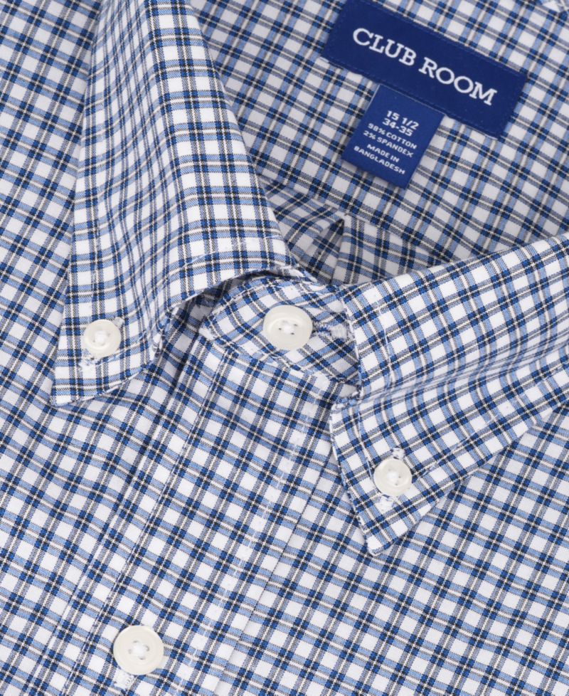 Men's Regular-Fit Stretch Plaid Dress Shirt