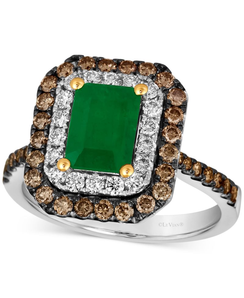 Costa Smeralda Emeralds™ (1-1/5 ct. t.w.) & Diamond Double Halo Ring in 14k Two-Toned Gold