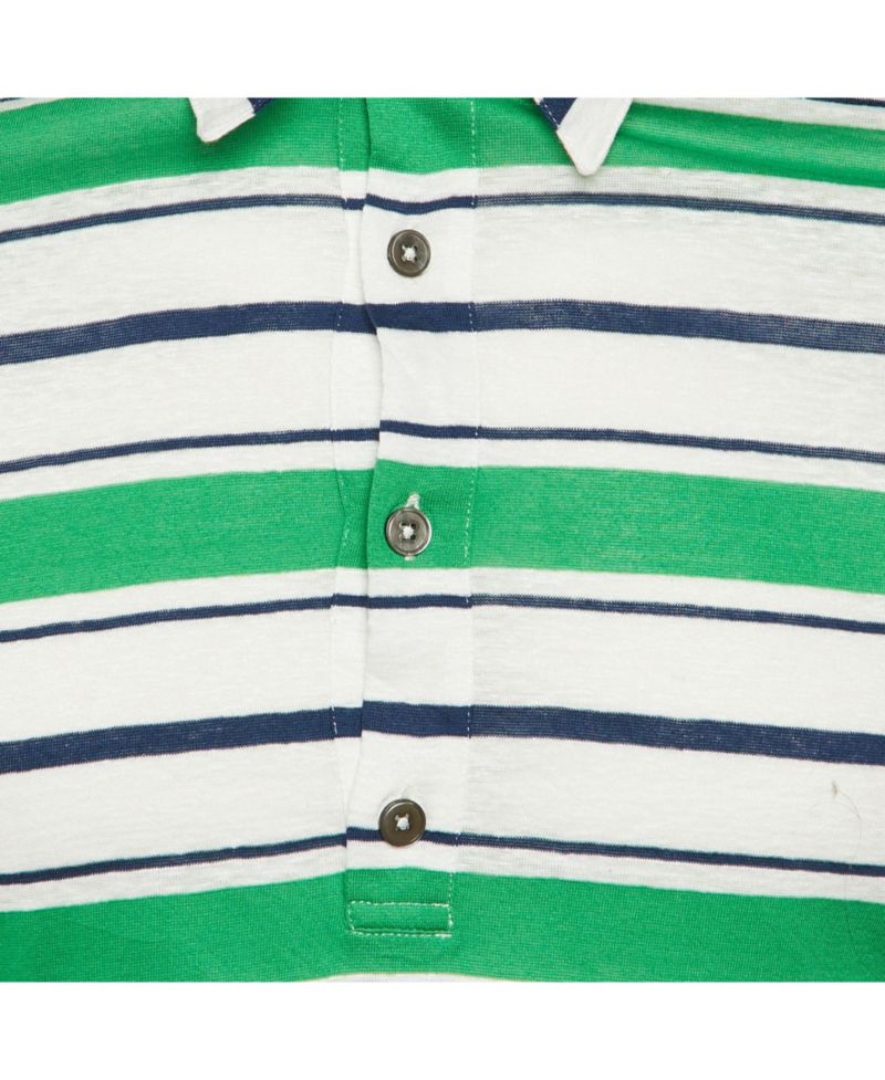 Pre-Owned HERMES Men's Striped Linen and Cotton Polo T-Shirt