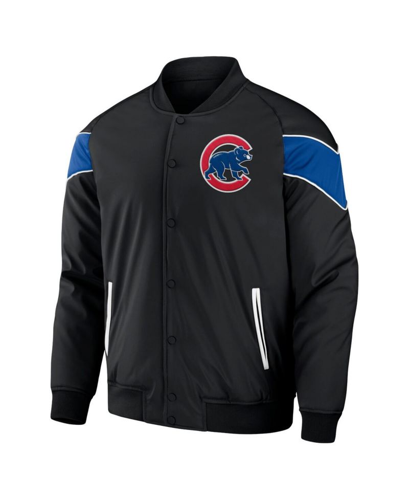 Men's Black Chicago Cubs Baseball Raglan Full-Snap Jacket