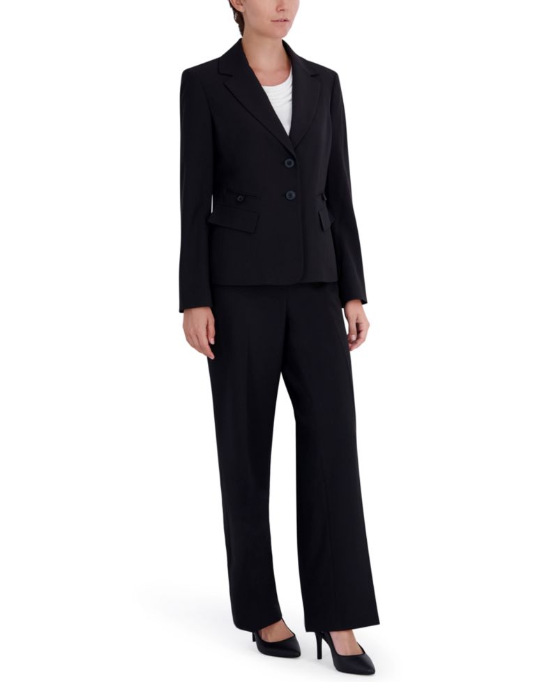 Women's Four-Pocket Jacket & Fly-Front Wide-Leg Pants Suit