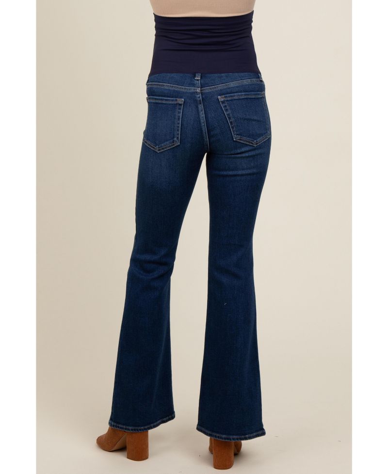 Women's Navy Blue Flare Leg Jeans