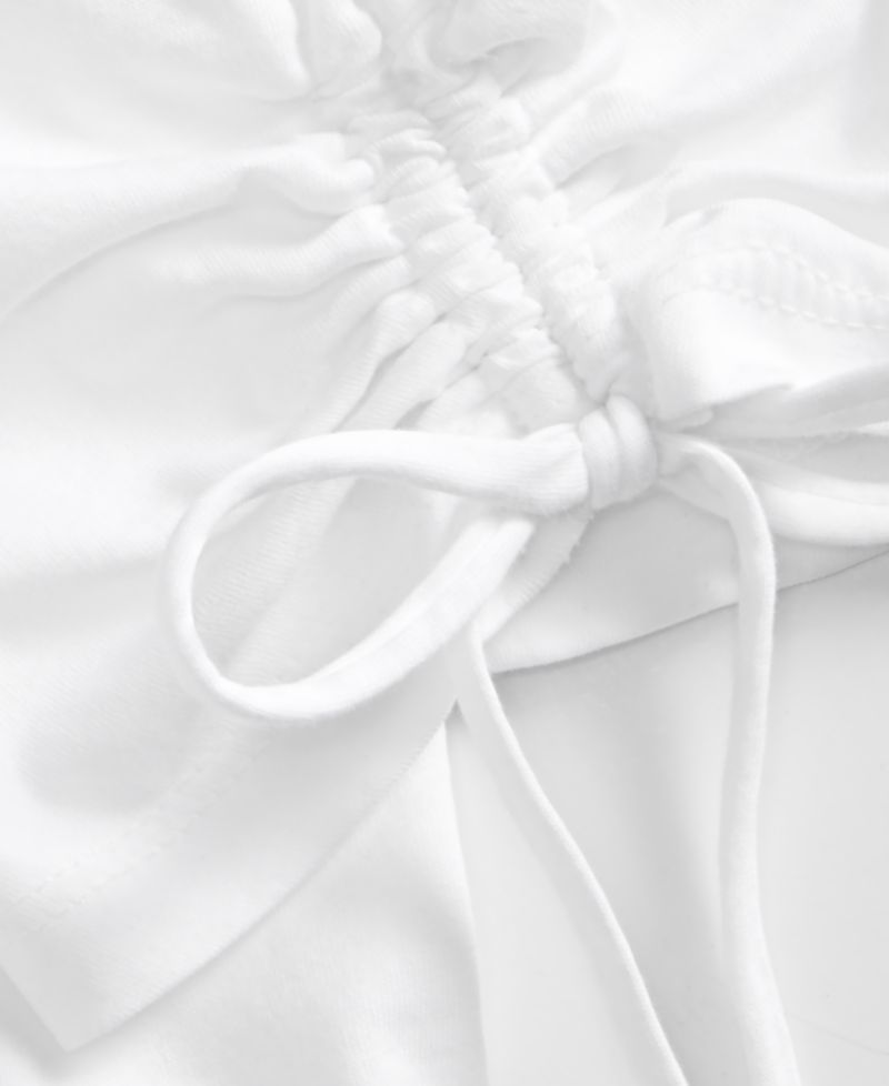 Petite Cotton Tie-Sleeve Round-Neck Top