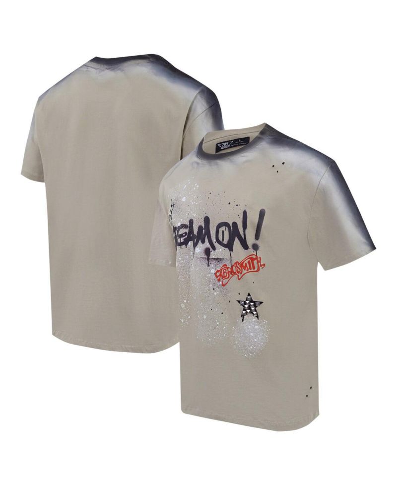 Men's Tan Aerosmith Sprayed Dream On Loose T-Shirt