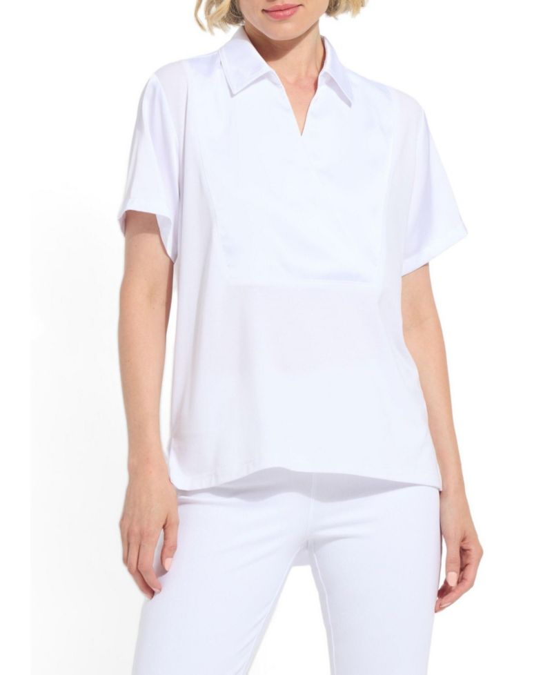 Women's Safira Short-Sleeve Satin Mix-Media Blouse