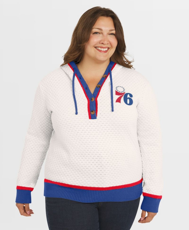 Women's Cream Philadelphia 76ers Plus Size Hoodie Sweater