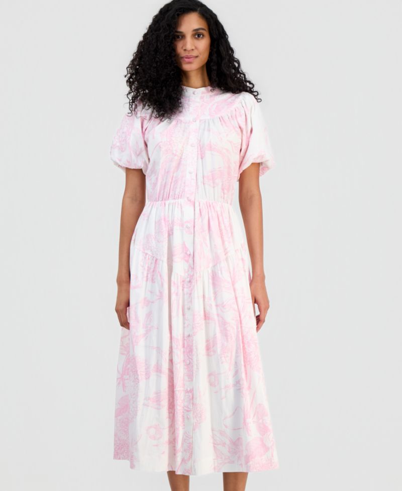Women's Puffed-Sleeve Shirtdress