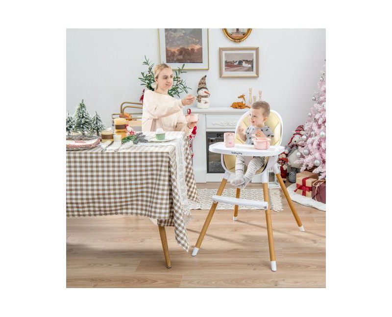 4-in-1 Convertible Baby High Chair Infant Feeding Chair with Adjustable Tray