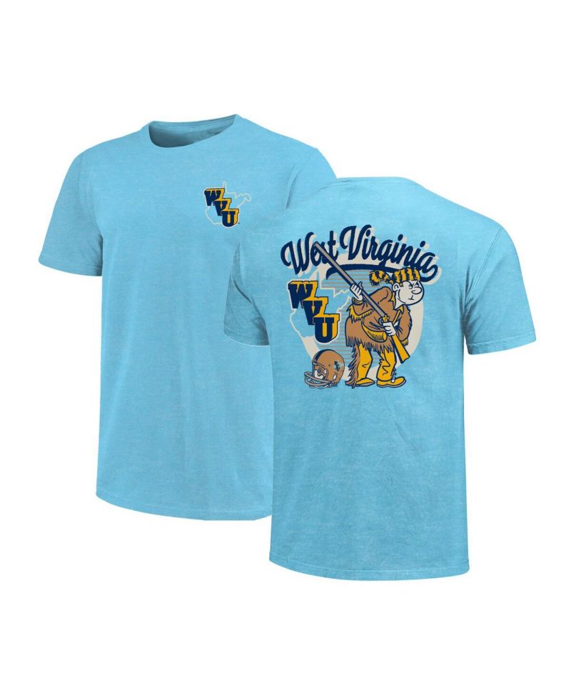 Men's Light Blue West Virginia Mountaineers Throwback Retro Badge Script T-Shirt