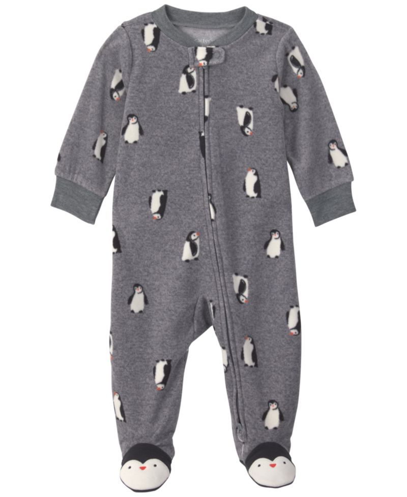 Baby Boys' Penguin Fleece 2-Way Zip Sleep & Play