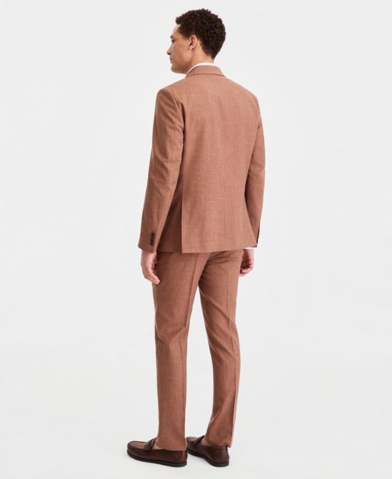 Men's Modern Fit Wool Silk Linen Double-Breasted Suit Separates