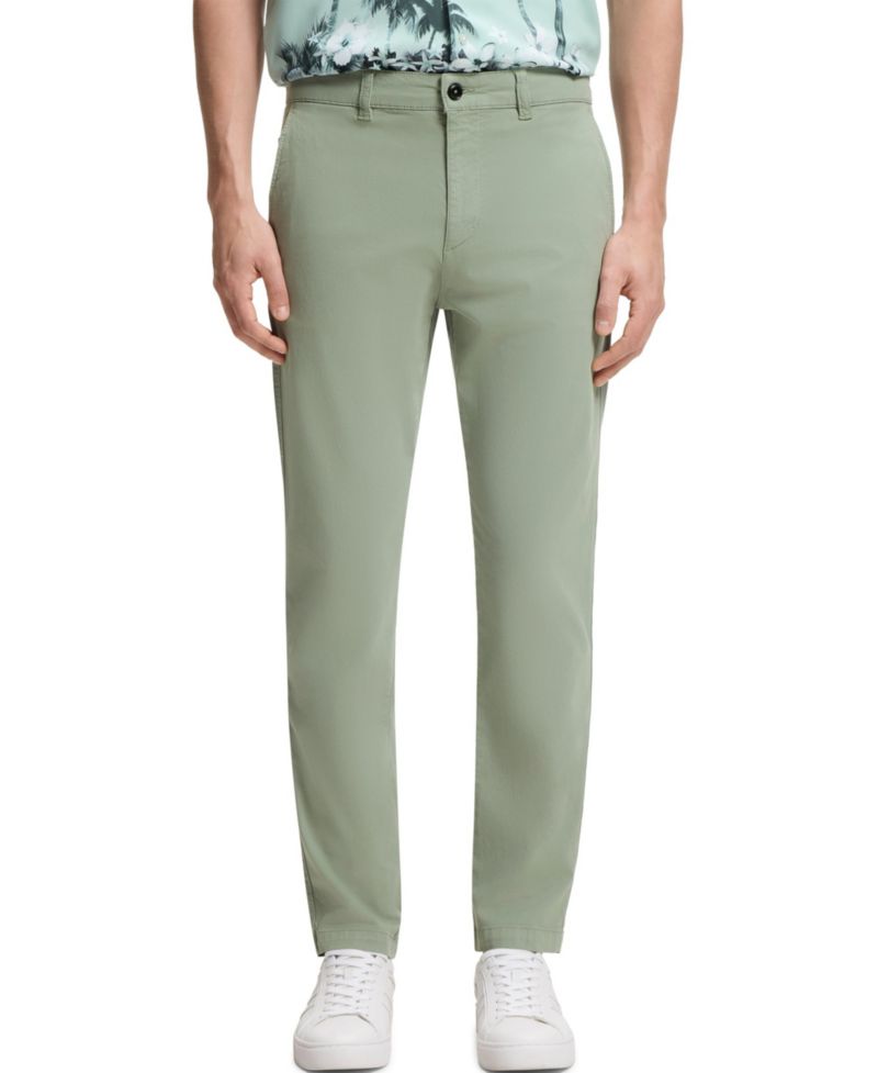 Men's Structured Cotton Blend Tapered-Fit Chinos
