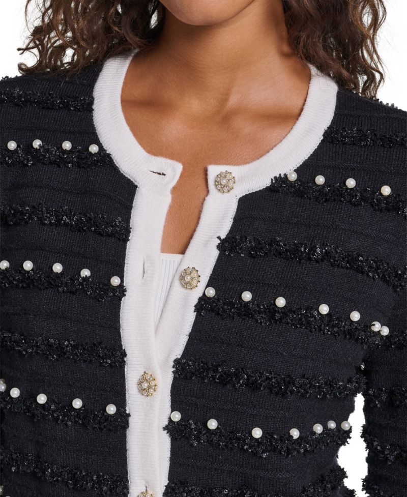 Women's Embellished Crewneck Cardigan Sweater