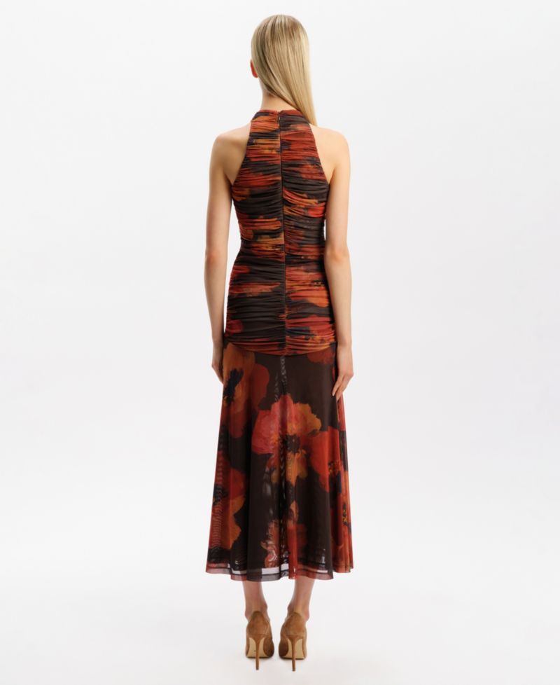 Women's Natalya Printed Mesh Mock Neck Dress