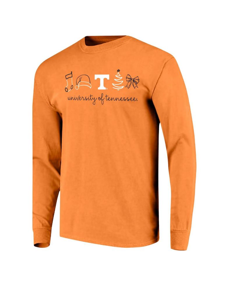Women's Tennessee Orange Tennessee Volunteers Christmas Elements Comfort Colors Long Sleeve T-Shirt