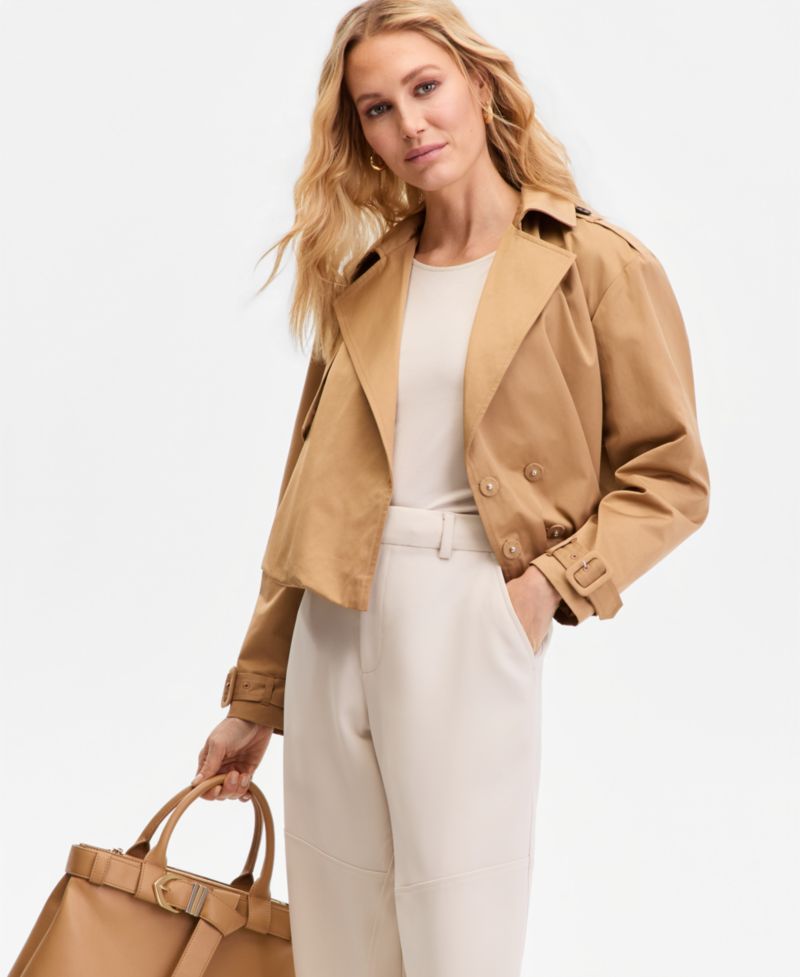 Women's Bubble-Hem Short Trench Coat
