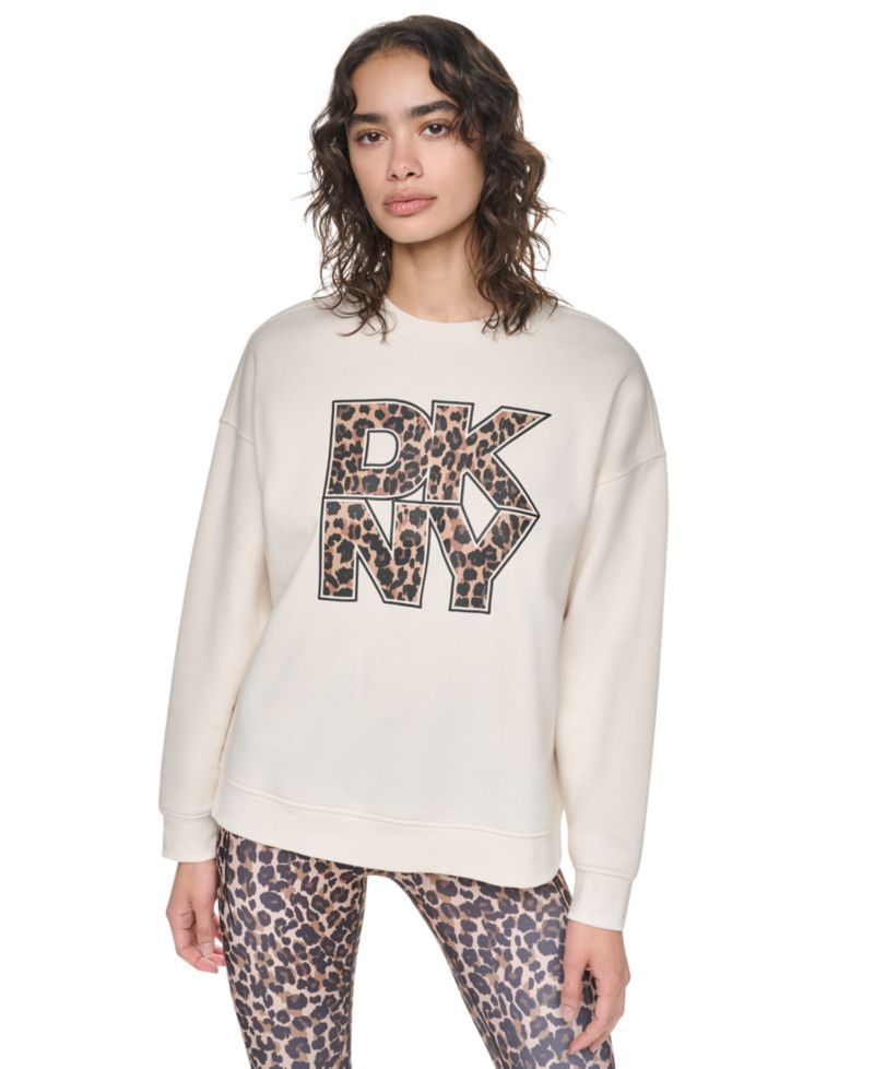 Women's Stacked Puff Outline Graphic Crewneck Pullover Sweatshirt
