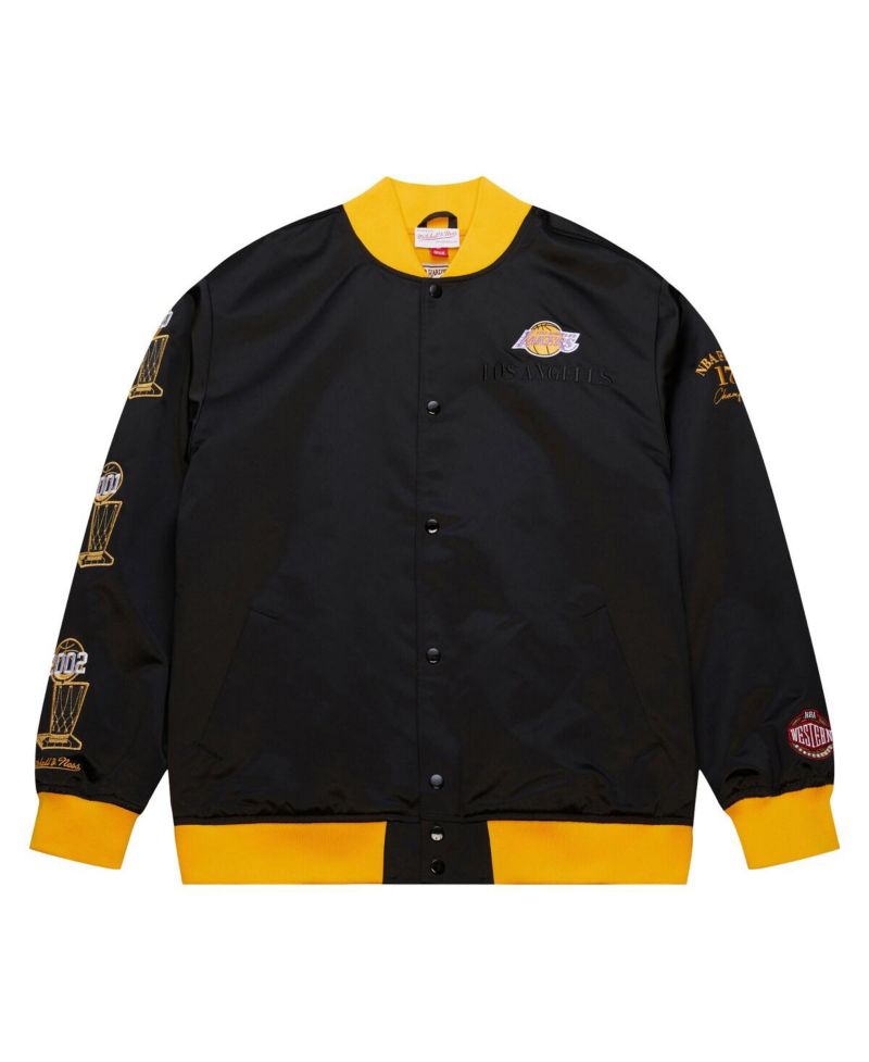 Men's Black Los Angeles Lakers Hardwood Classics Team OG 3.0 Lightweight Satin Full-Snap Jacket