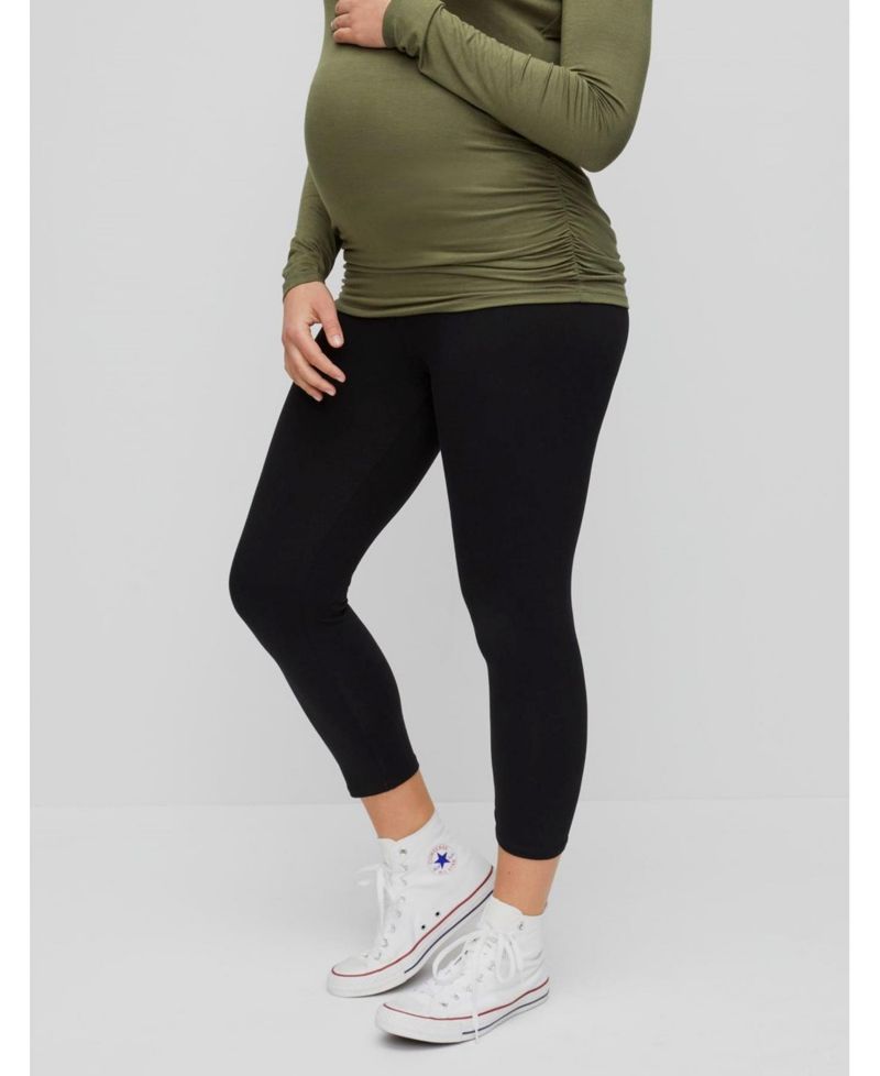 Women's Basic Secret Fit Belly Crop Leggings - Black - Size: Large - Motherhood