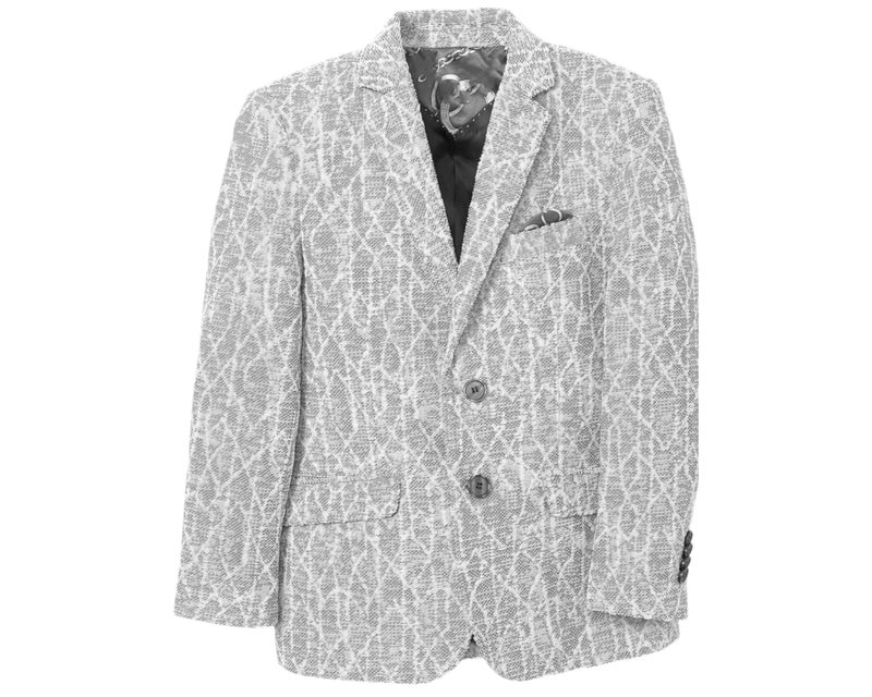 Boys Blue Slim Fit Geometric Pattern Blazer