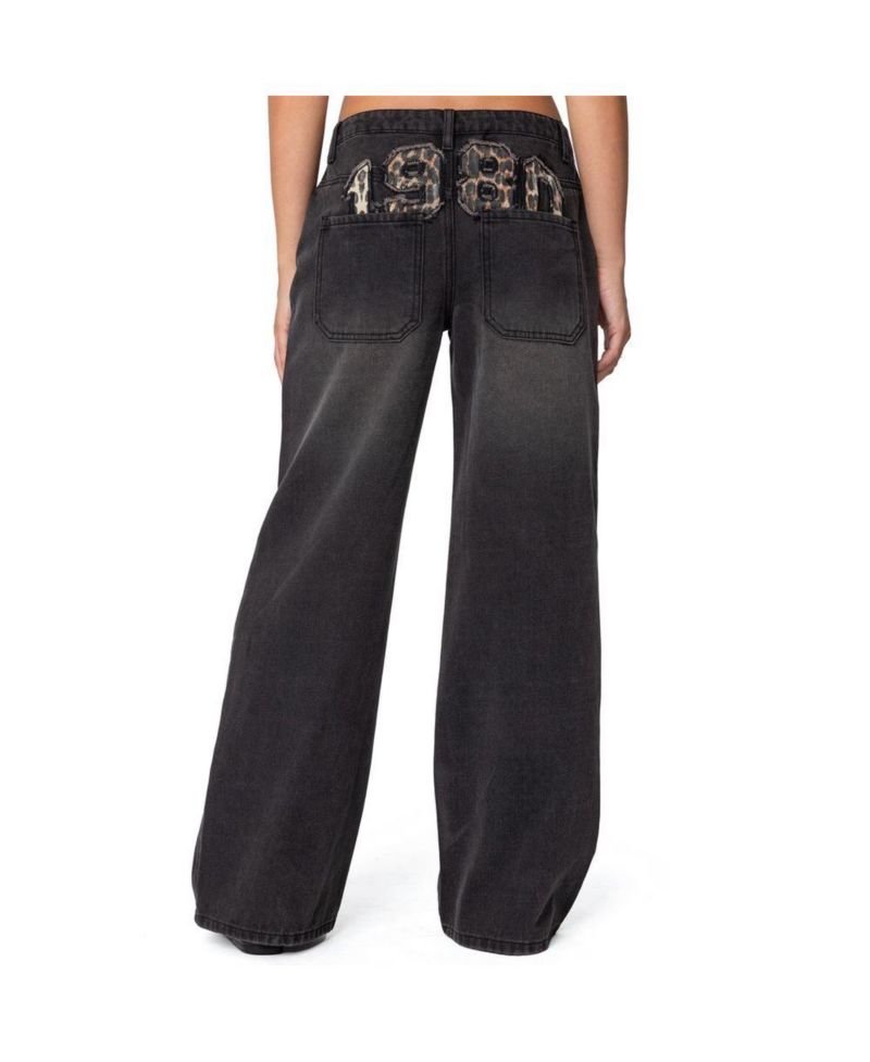 Women's 1980 Leopard Patch Low Rise Baggy Jeans
