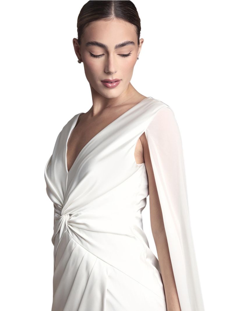 Women's Cape Sleeve Satin Maxi Dress