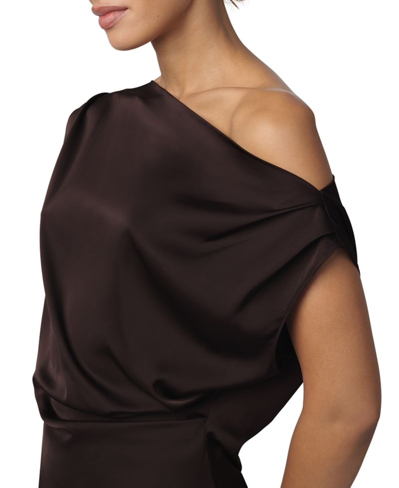 Women's Isla Asymmetrical Satin Drape Neck Blouse