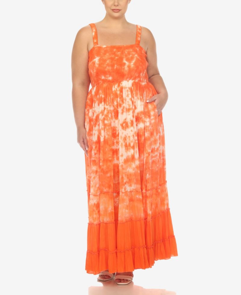 Plus Size Smocked Ruffle Maxi Dress