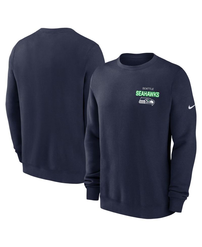 Men's College Navy Seattle Seahawks Primetime Club Fleece Pullover Sweatshirt