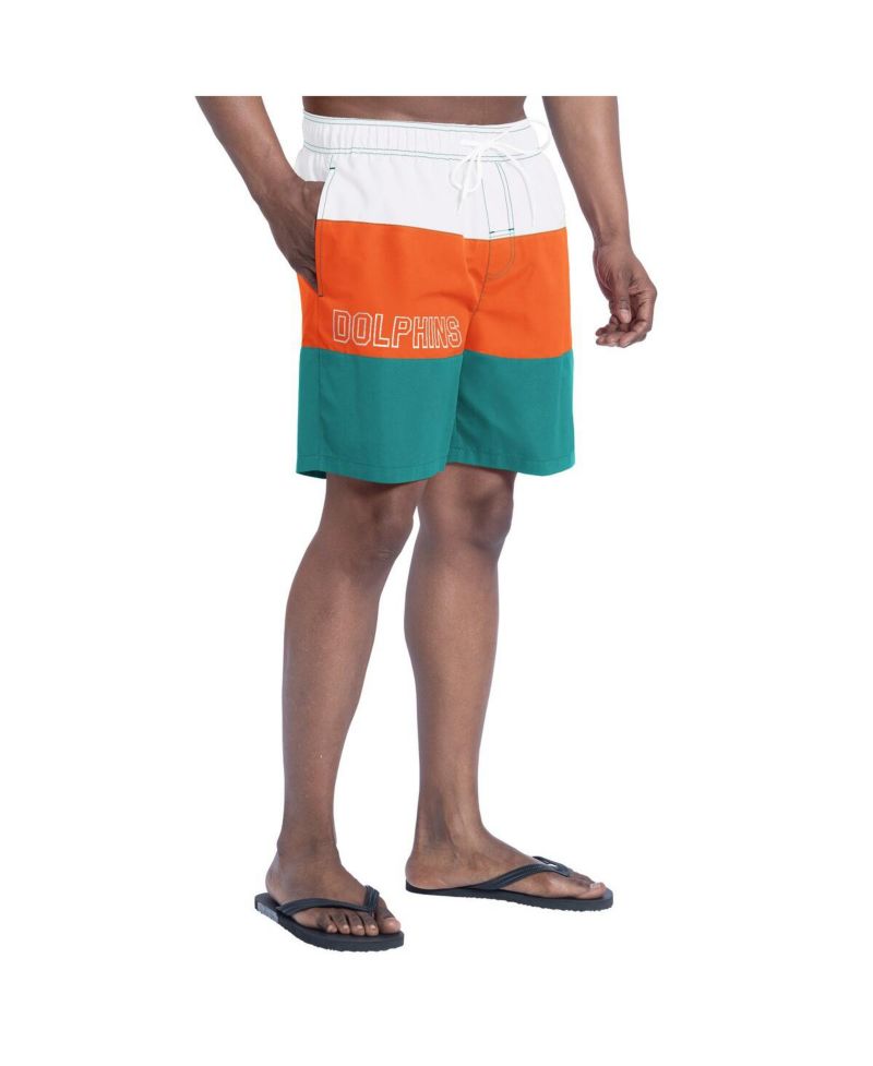 Men's Aqua/Orange Miami Dolphins Sunrise Volley Swim Shorts