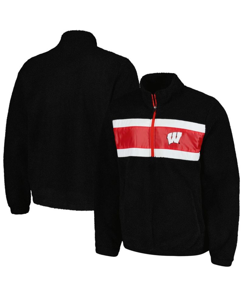 Men's Black Wisconsin Badgers Pinch Runner Half-Zip Top