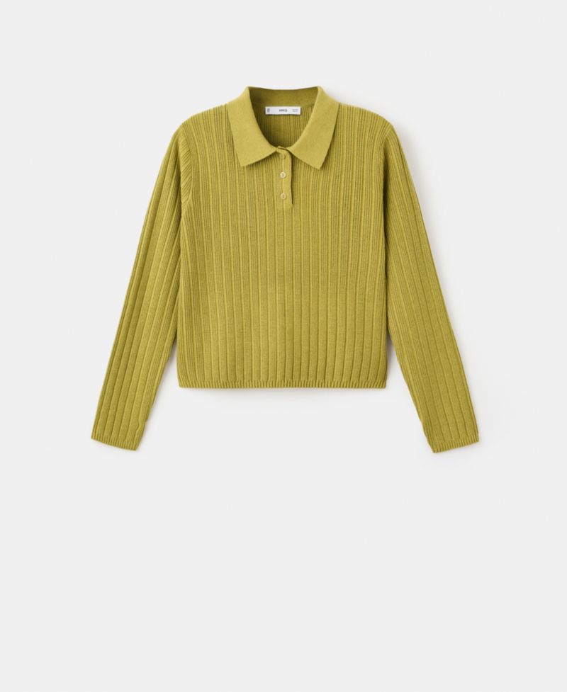 Women's Polo-Neck Ribbed Sweater